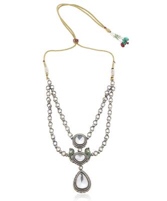 Silver kundan necklace set 4