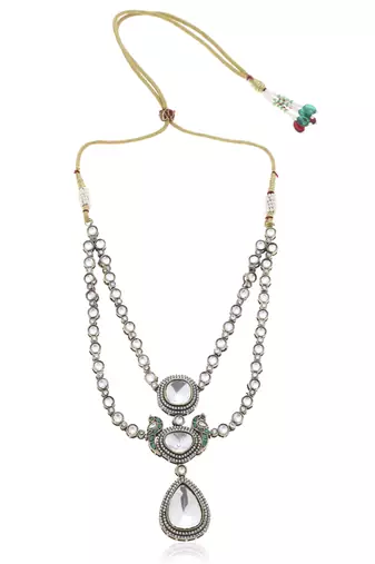 Silver kundan necklace set