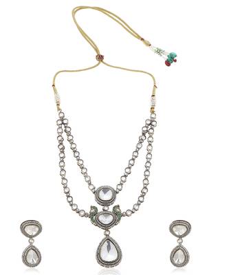 Silver kundan necklace set 5