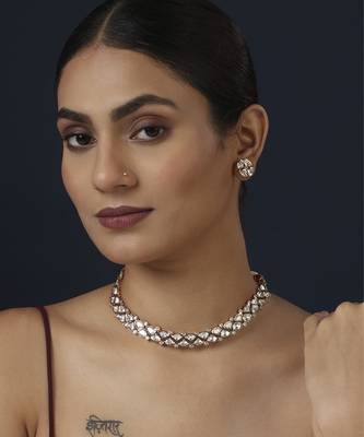Gold kundan necklace set 1