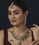 Green kundan necklace set
