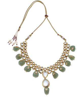 Green kundan necklace set 2