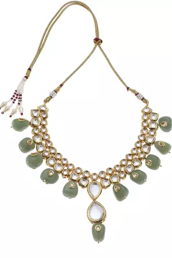 Green kundan necklace set