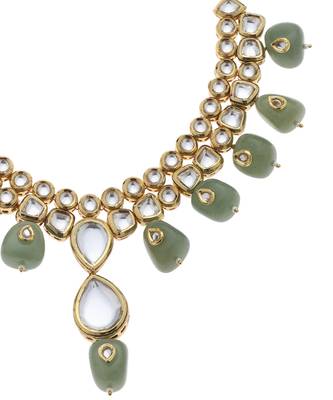 Green kundan necklace set 3