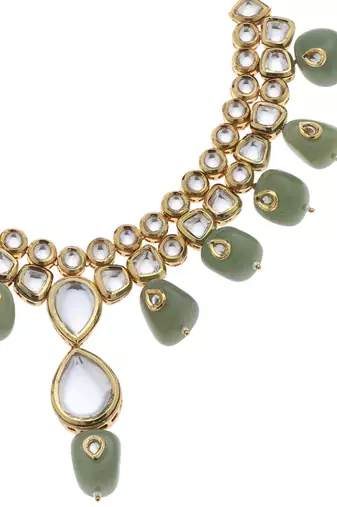 Green kundan necklace set