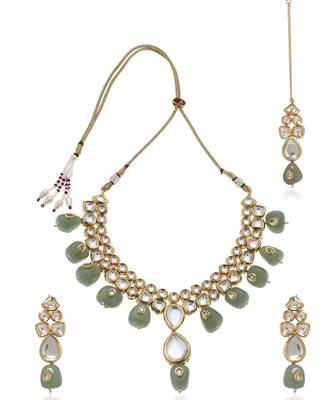 Green kundan necklace set 5
