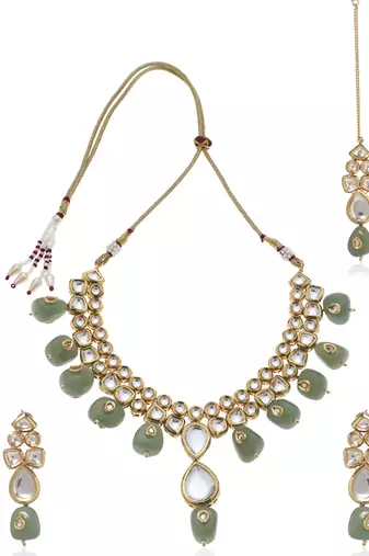 Green kundan necklace set