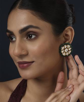 Green kundan earring 1