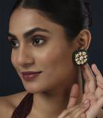 Green kundan earring