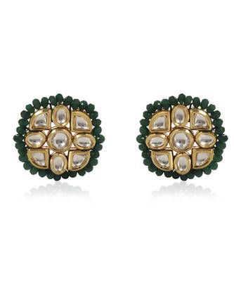 Green kundan earring 2
