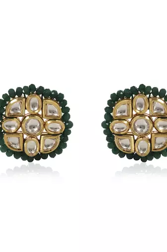 Green kundan earring