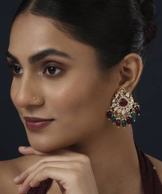 Green kundan earring 1
