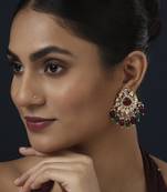 Green kundan earring