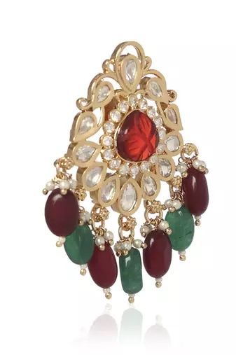 Green kundan earring