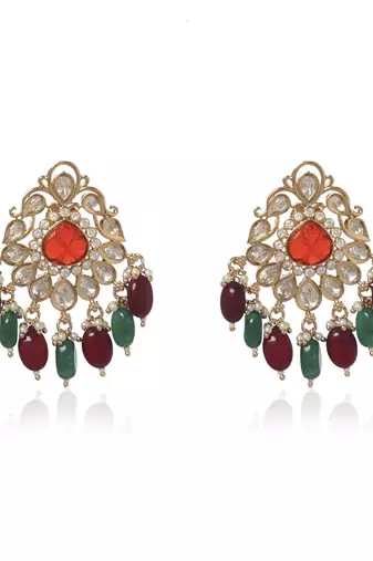 Green kundan earring