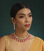 Pink kundan necklace set