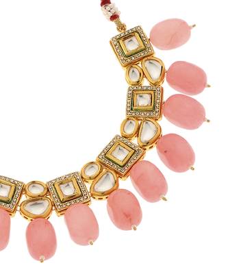 Pink kundan necklace set 2