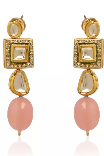 Pink kundan necklace set
