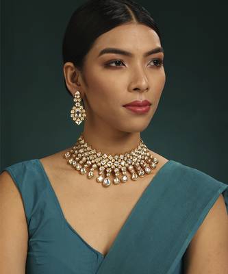 Gold kundan necklace set 1