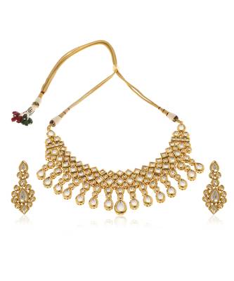 Gold kundan necklace set 4
