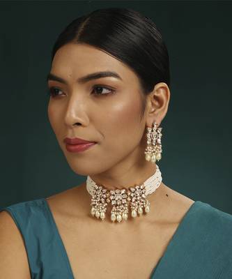 Gold kundan necklace set 1