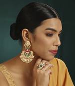 Green kundan earring