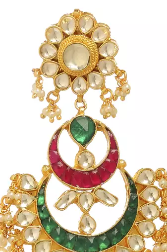 Green kundan earring