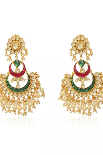 Green kundan earring