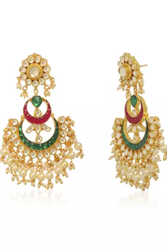Green kundan earring