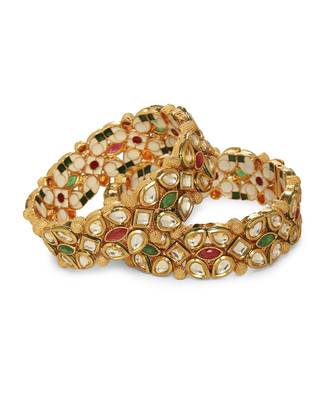 Green kundan bangles and bracelets 4