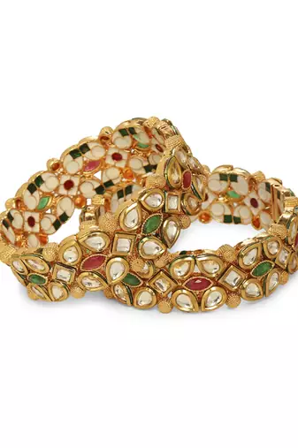 Green kundan bangles and bracelets