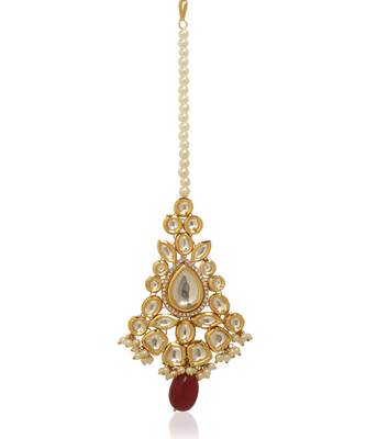 Red kundan maang tikka 2