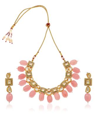 Pink kundan necklace set 5
