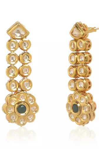 Green kundan earring