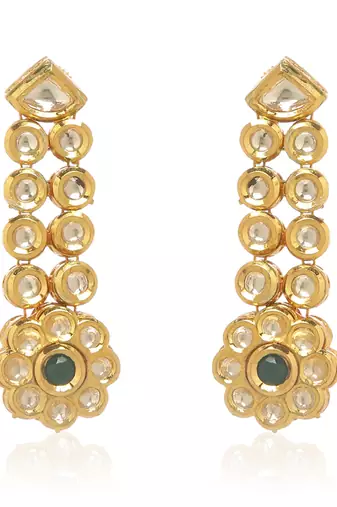 Green kundan earring
