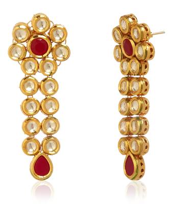 Red kundan earring 3