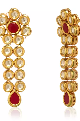 Red kundan earring