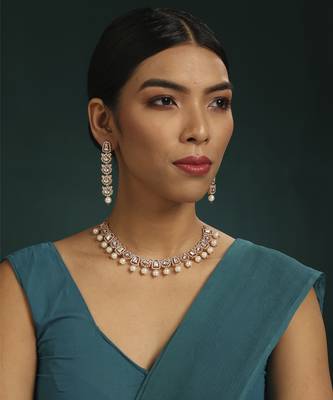 Gold kundan necklace set 1