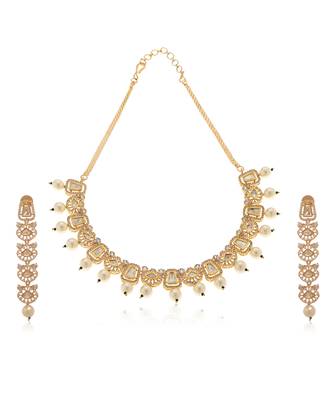 Gold kundan necklace set 4