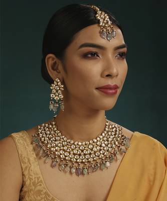Green kundan necklace set 1