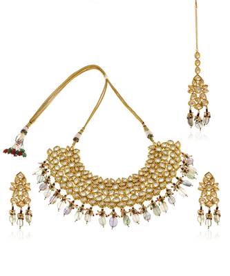 Green kundan necklace set 2