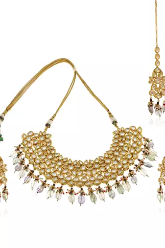 Green kundan necklace set