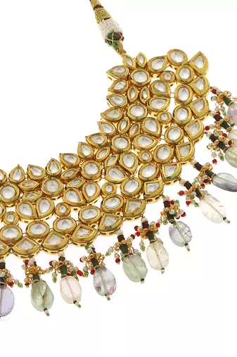 Green kundan necklace set