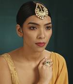 Green kundan maang tikka