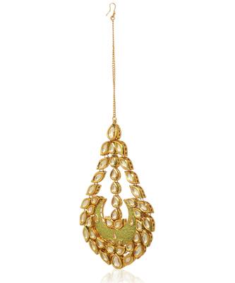 Green kundan maang tikka 2
