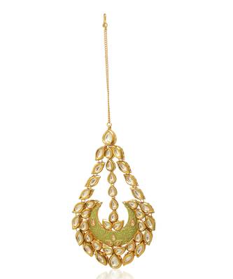 Green kundan maang tikka 3