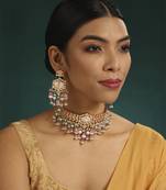 Pink kundan necklace set