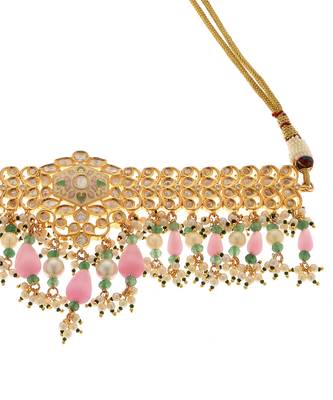 Pink kundan necklace set 2