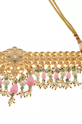 Pink kundan necklace set