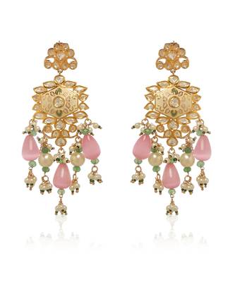 Pink kundan necklace set 3